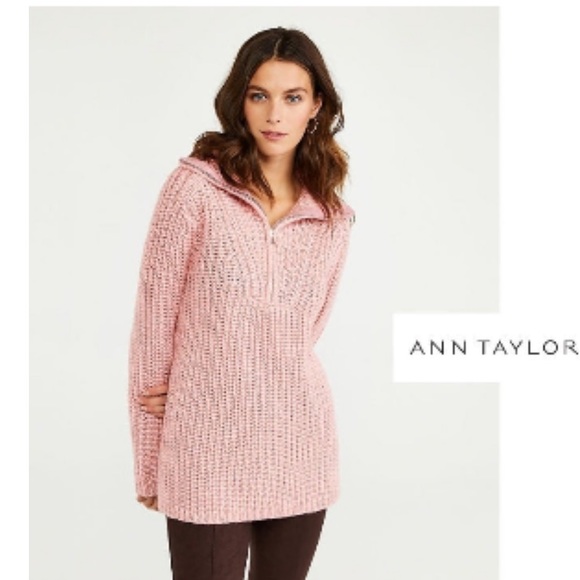 Ann Taylor 1/4 Zip Long Sleeve Knit Sweater 🌿 - Picture 2 of 7